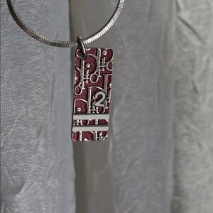 Authentic Vintage Christian Dior Trotter Logo Number 2 Pendant Necklace Red COA